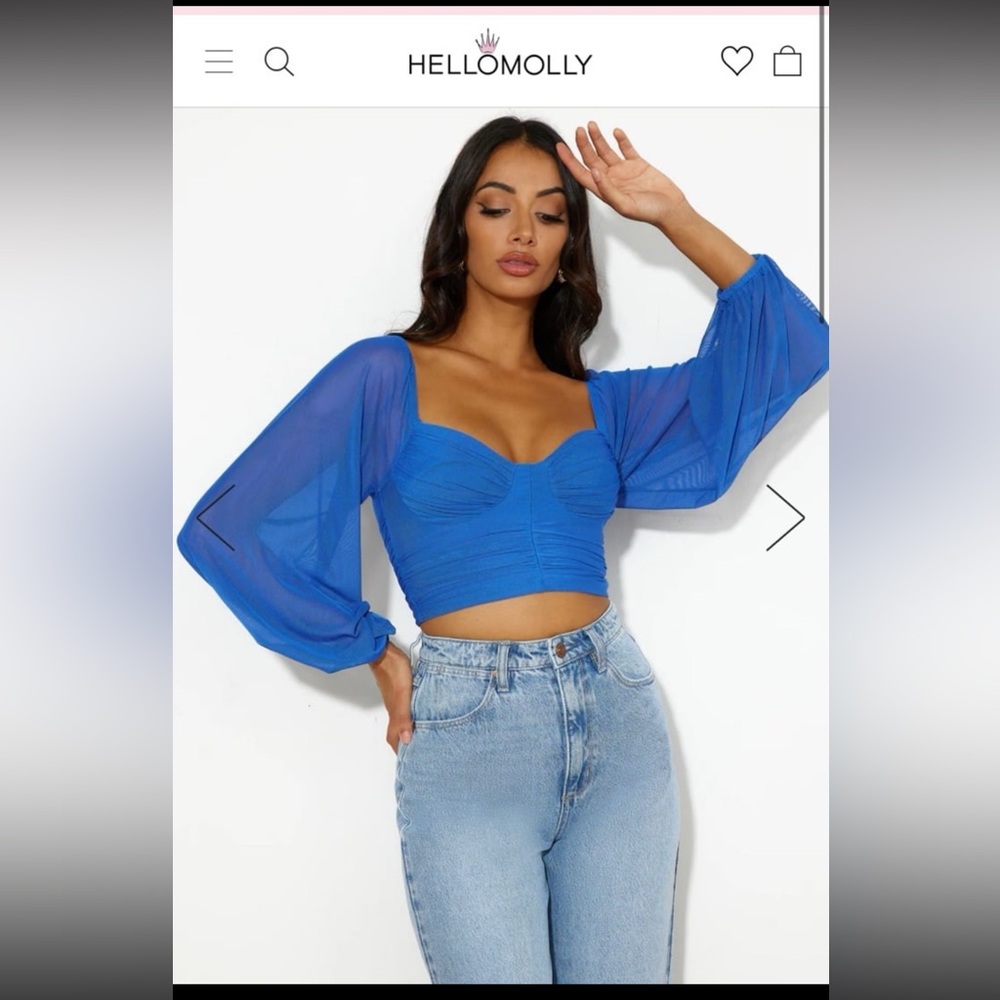 NWT Hello Molly Enchanting Hymns Blue Mesh Crop Top
